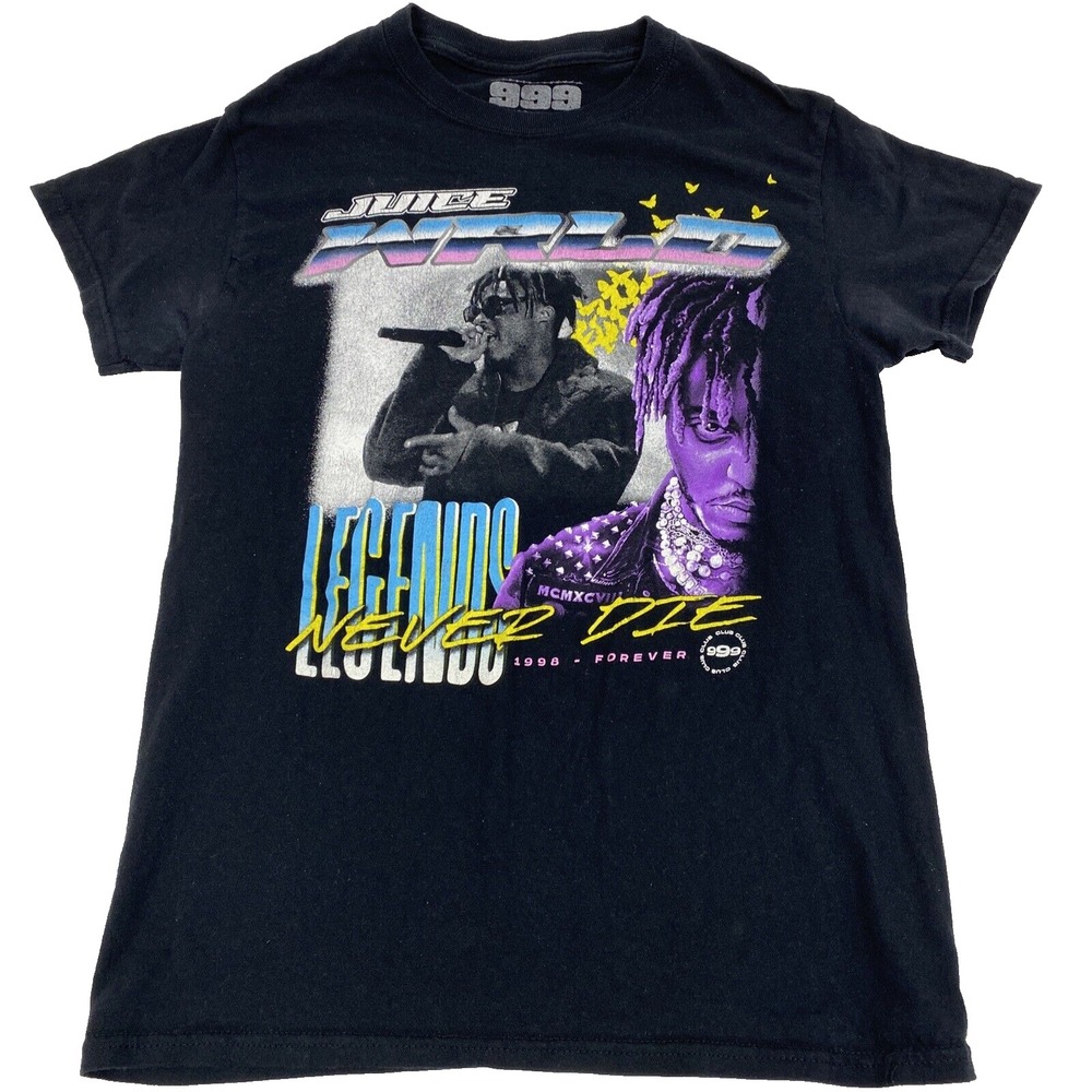999 Juice Wrld T Shirt Adult S Short Sleeve Black Graphic Legends Never Die Men
